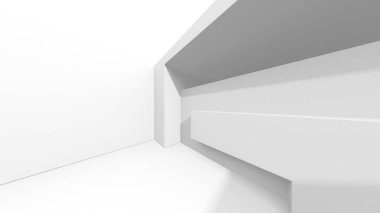 Beyaz Modern Arkaplan. Soyut Bina Konsepti. 3d Hazırlama