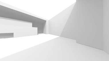 Beyaz Modern Arkaplan. Soyut Bina Konsepti. 3d Hazırlama