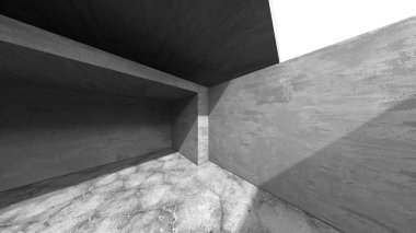Dark Beton Duvar Mimarisi. Boş Oda. 3d Görüntüleme