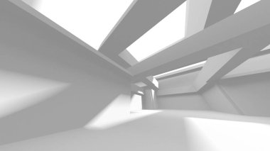 Soyut Beyaz Mimari Tasarım Konsepti. 3d Görüntüleme