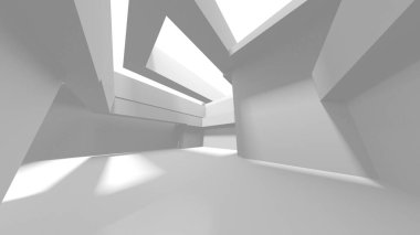 Soyut Beyaz Mimari Tasarım Konsepti. 3d Görüntüleme