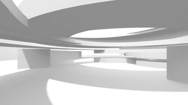 Illuminated corridor interior design. Empty Room Interior Background. 3D render