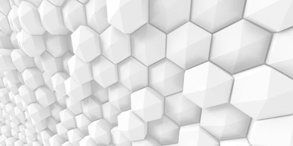 White Geometric Hexagon Abstract Achtergrond Render — Stockfoto