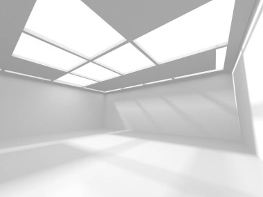 Aydınlatılmış koridor iç tasarımı. Boş Oda İç mimarisi. 3 Boyutlu Hazırlama