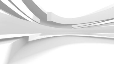 Beyaz Modern Arkaplan. Soyut Bina Konsepti. 3d Hazırlama