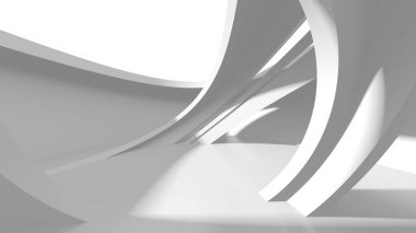 Beyaz Modern Arkaplan. Soyut Bina Konsepti. 3d Hazırlama