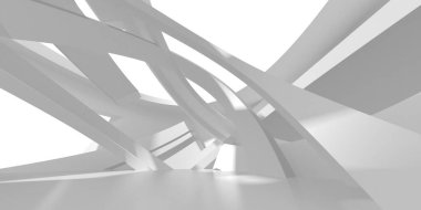 Beyaz Modern Arkaplan. Soyut Bina Konsepti. 3d Hazırlama