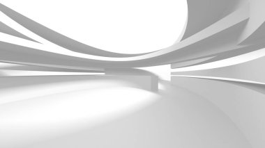 Beyaz Modern Arkaplan. Soyut Bina Konsepti. 3d Hazırlama