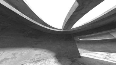 Dark Beton Duvar Mimarisi. Boş Oda. 3d Görüntüleme