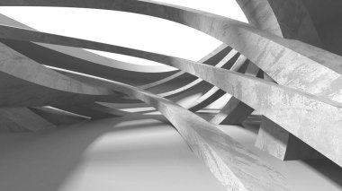 Soyut mimari arka plan. İçi boş beton döşeme. 3d hazırlayıcı