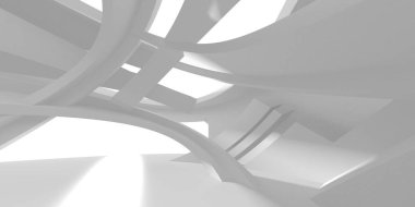 Soyut Beyaz Mimari Tasarım Konsepti. 3d Görüntüleme
