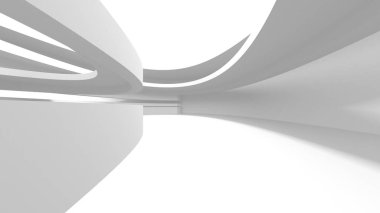 Soyut Beyaz Mimari Tasarım Konsepti. 3d Görüntüleme