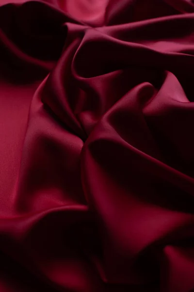 Red Smooth Cloth Folds Texture Background Luxury Satin Fabric — Stock Photo, Image