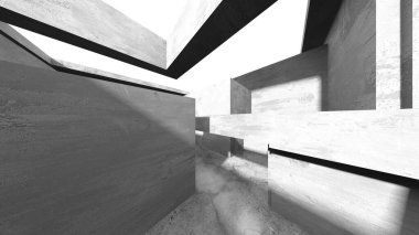 Soyut mimari iç plan. Boş beton oda. 3d hazırlayıcı