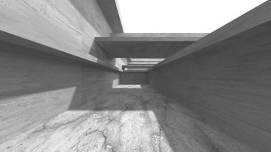 Soyut mimari iç plan. Boş beton oda. 3d hazırlayıcı