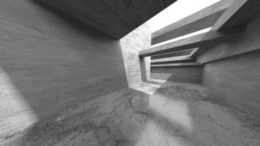 Soyut mimari iç plan. Boş beton oda. 3d hazırlayıcı