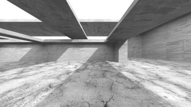 Soyut mimari iç plan. Boş beton oda. 3d hazırlayıcı