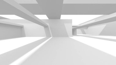 Aydınlatılmış koridor iç tasarımı. Boş Oda İç mimarisi. 3 Boyutlu Hazırlama