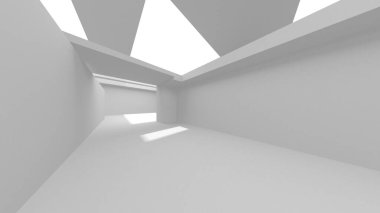 Aydınlatılmış koridor iç tasarımı. Boş Oda İç mimarisi. 3 Boyutlu Hazırlama