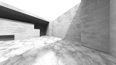 Soyut mimari arka plan. İçi boş beton döşeme. 3d hazırlayıcı