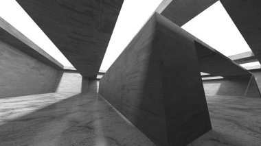 Soyut mimari arka plan. İçi boş beton döşeme. 3d hazırlayıcı