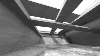 Soyut mimari arka plan. İçi boş beton döşeme. 3d hazırlayıcı