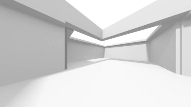 Beyaz Modern Arkaplan. Soyut Bina Konsepti. 3d Hazırlama
