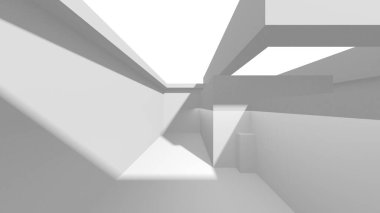 Beyaz Modern Arkaplan. Soyut Bina Konsepti. 3d Hazırlama