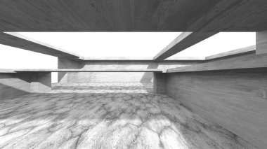 Soyut mimari arka plan. İçi boş beton döşeme. 3d hazırlayıcı