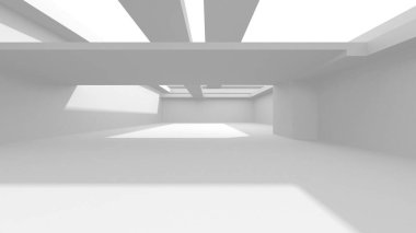 Beyaz Modern Arkaplan. Soyut Bina Konsepti. 3d Hazırlama