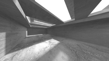 Soyut mimari arka plan. İçi boş beton döşeme. 3d hazırlayıcı