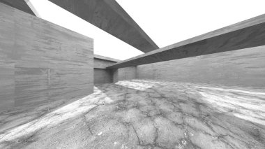 Soyut mimari arka plan. İçi boş beton döşeme. 3d hazırlayıcı