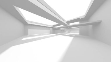 Beyaz Modern Arkaplan. Soyut Bina Konsepti. 3d Hazırlama