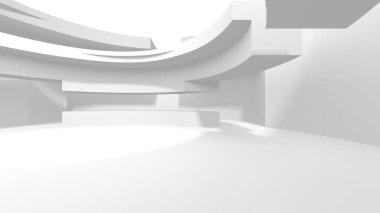 Beyaz Modern Arkaplan. Soyut Bina Konsepti. 3d Hazırlama