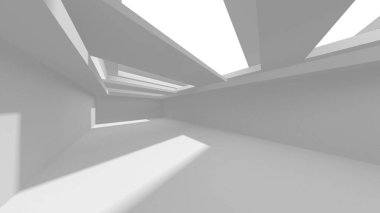 Beyaz Modern Arkaplan. Soyut Bina Konsepti. 3d Hazırlama