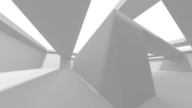 Soyut Beyaz Mimari Tasarım Konsepti. 3d Görüntüleme