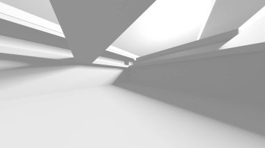 Soyut Beyaz Mimari Tasarım Konsepti. 3d Görüntüleme
