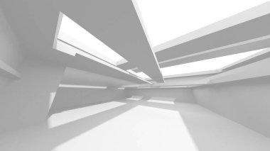 Soyut Beyaz Mimari Tasarım Konsepti. 3d Görüntüleme