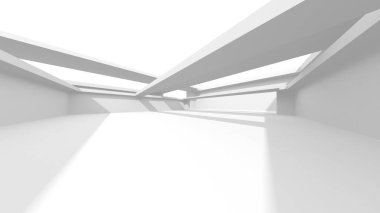 Soyut Beyaz Mimari Tasarım Konsepti. 3d Görüntüleme