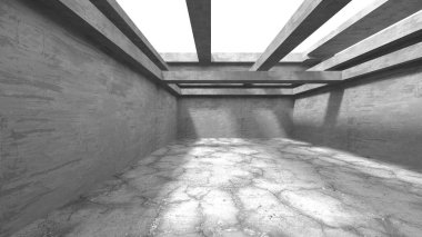 Dark Beton Duvar Mimarisi. Boş Oda. 3d Görüntüleme