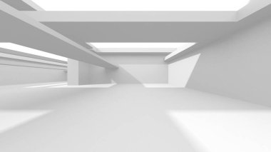 Soyut Beyaz Mimari Tasarım Konsepti. 3d Görüntüleme