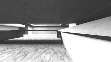 Soyut mimari iç plan. Boş beton oda. 3d hazırlayıcı
