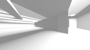 Aydınlatılmış koridor iç tasarımı. Boş Oda İç mimarisi. 3 Boyutlu Hazırlama