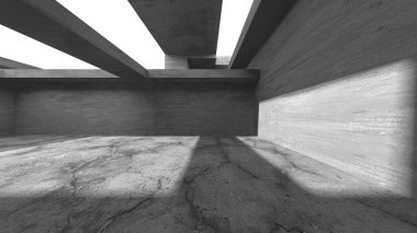 Soyut mimari iç plan. Boş beton oda. 3d hazırlayıcı