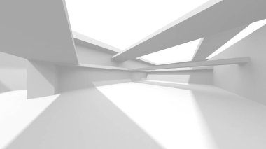 Aydınlatılmış koridor iç tasarımı. Boş Oda İç mimarisi. 3 Boyutlu Hazırlama