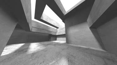 Soyut mimari iç plan. Boş beton oda. 3d hazırlayıcı