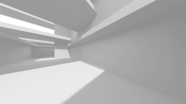 Aydınlatılmış koridor iç tasarımı. Boş Oda İç mimarisi. 3 Boyutlu Hazırlama