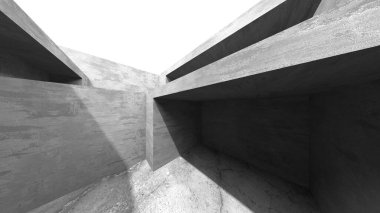 Soyut mimari iç plan. Boş beton oda. 3d hazırlayıcı