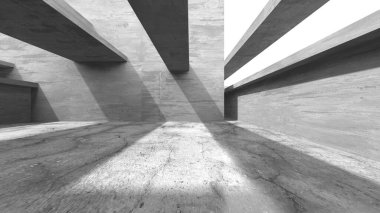 Soyut mimari iç plan. Boş beton oda. 3d hazırlayıcı