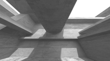 Soyut mimari iç plan. Boş beton oda. 3d hazırlayıcı